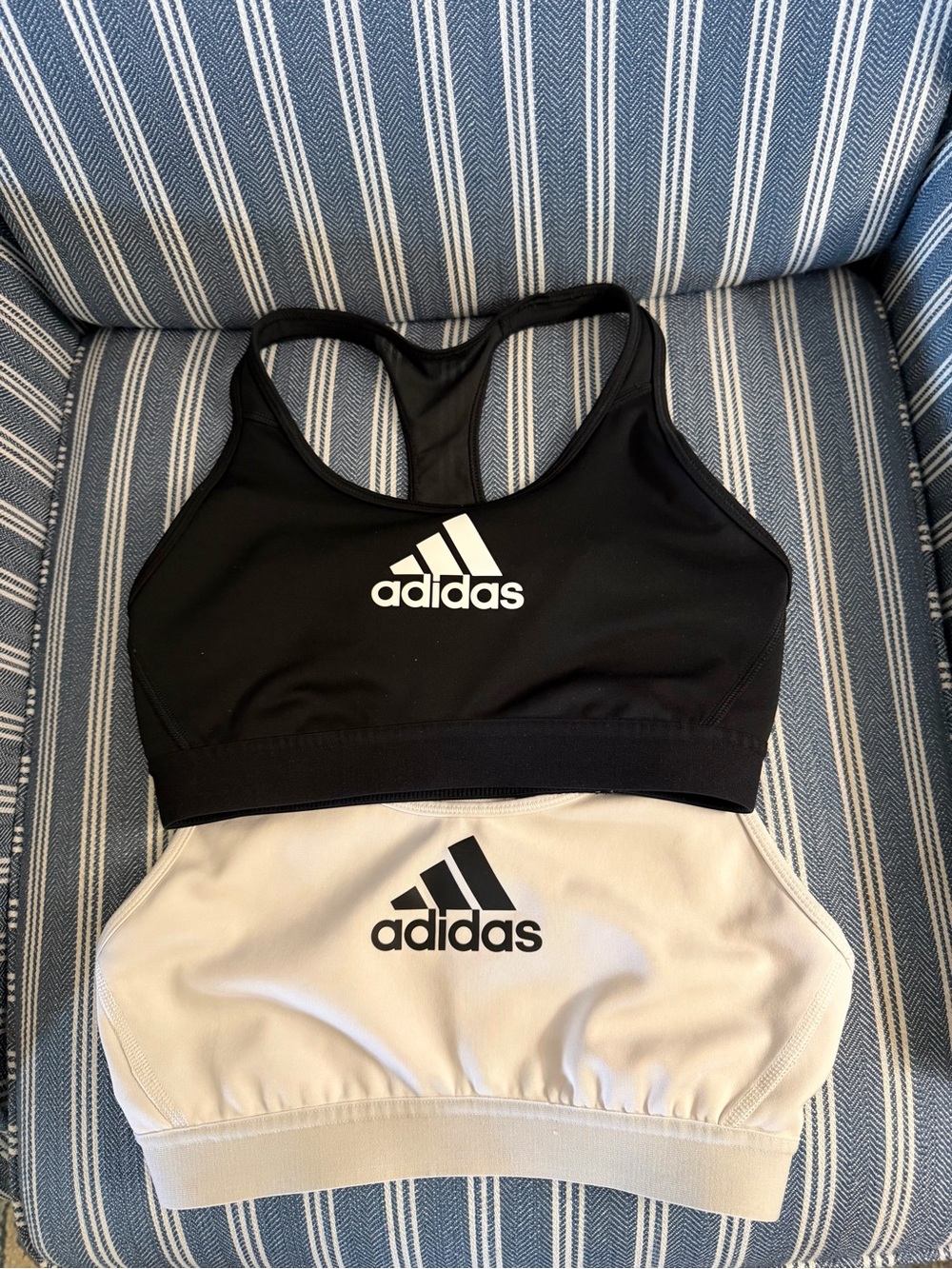 adidas Black and Off White Racerback Sports Bra Set